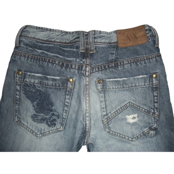 Armani Exchange Jeans Distressed Splatter Holes Grunge Punk alt egirl Short P - Picture 5 of 13